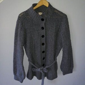 Old Navy Chunky Knit Grandpa Cardigan-Lambs Wool Blend-Belted-Button Front